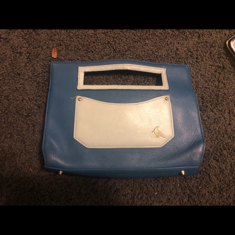 Fun leather blue clutch